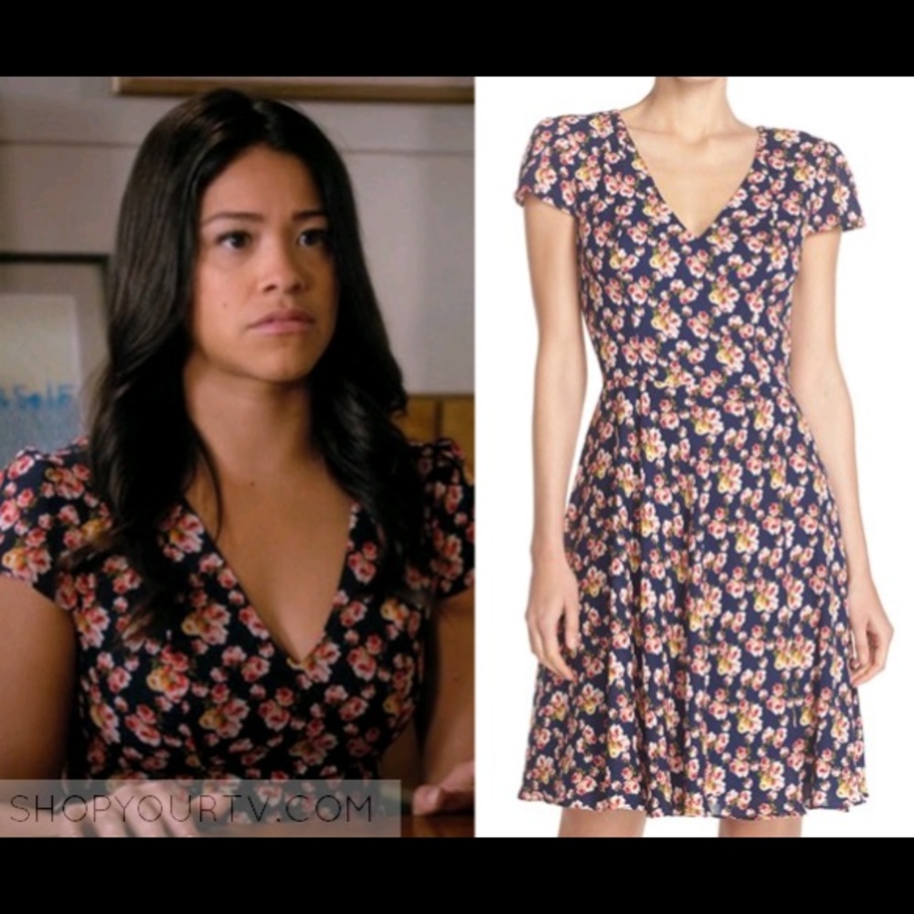 Betsey Johnson floral cap sleeve fit-and-flare dress, worn by Jane the Virgin!